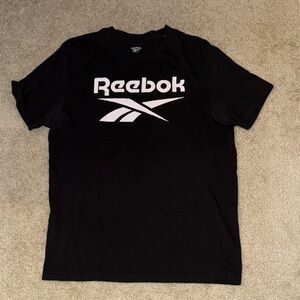 Reebok Men's Black and White Logo Tee